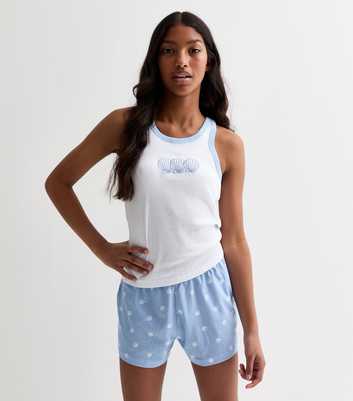 Girls White Shell Print Short Pyjama Set