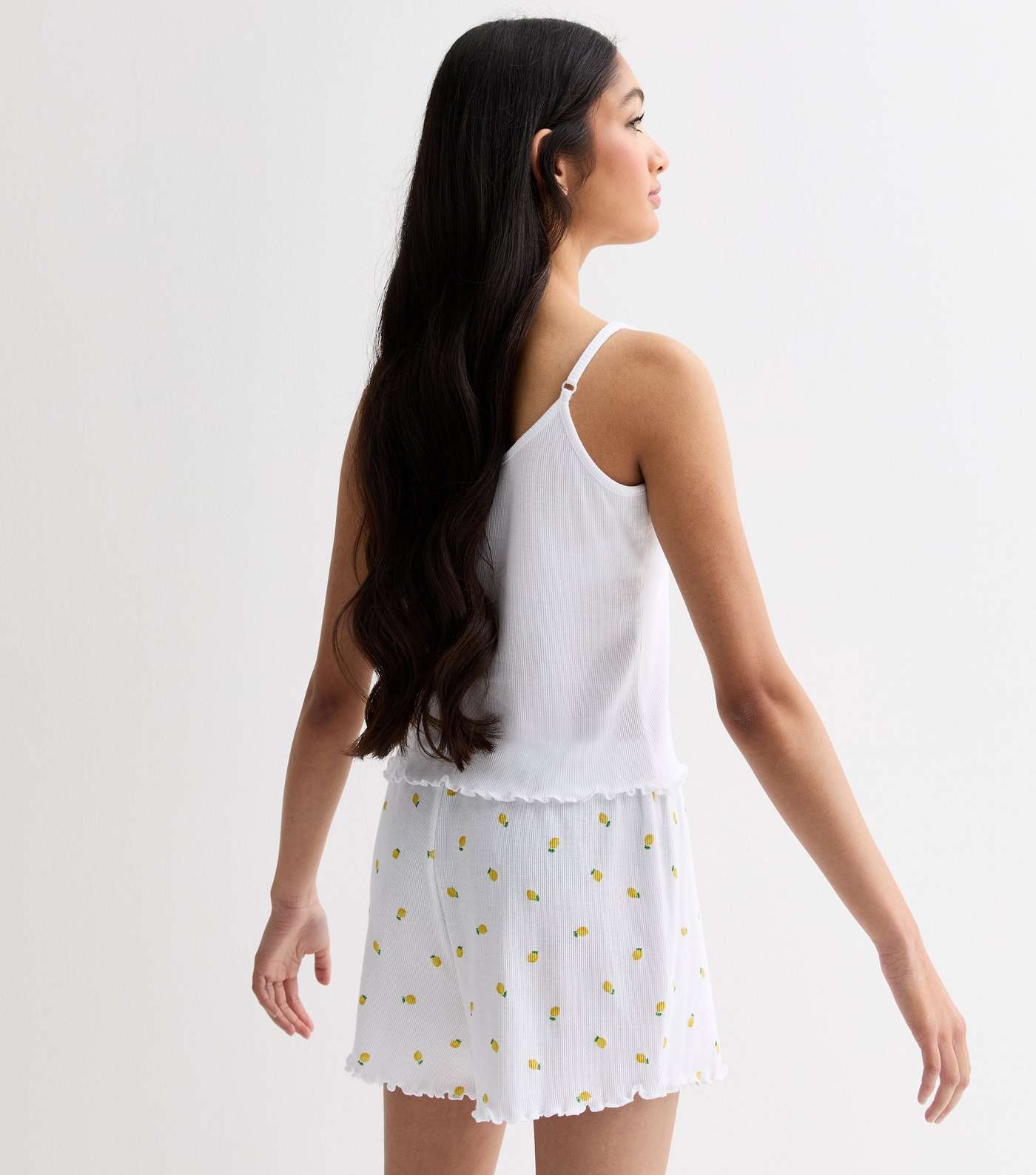 Girls White Lemon Print Short Pyjama Set Image 4
