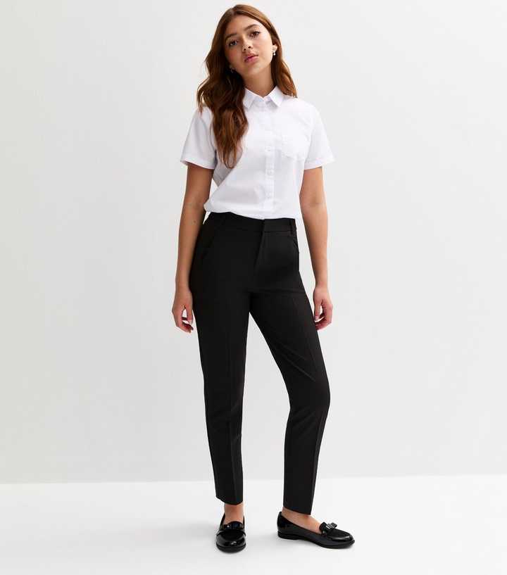 Girls Black Folded Leg School Trousers 