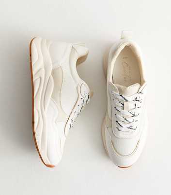 White Leather-Look Chunky-Sole Trainers