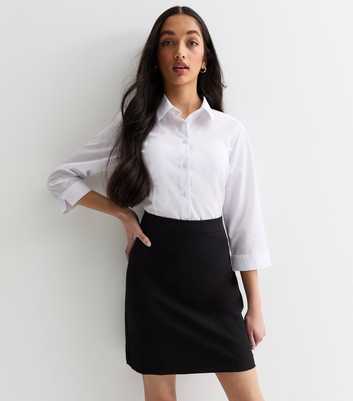 Girls Black Adjustable Waist School Skirt