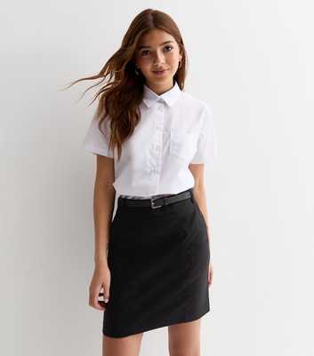 Black Belted Stretch School Skirt 
