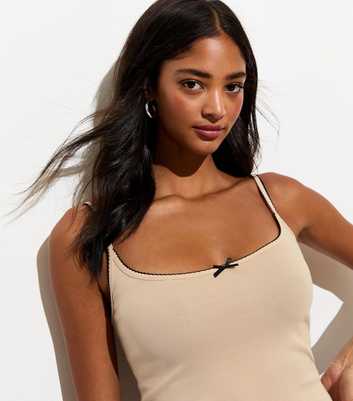 Stone Stretch-Cotton Bow Cami