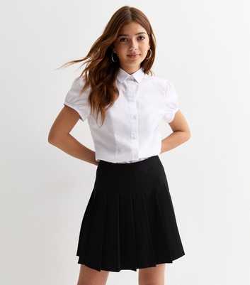 Girls Black Pleated School Skirt