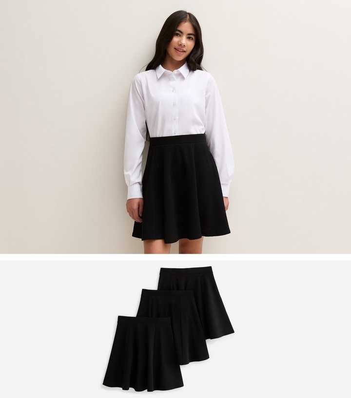 Pack of 3 Black Jersey School Skater Skirts
