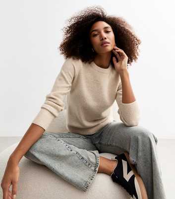 Cream Soft Knit Crew Neck Jumper 