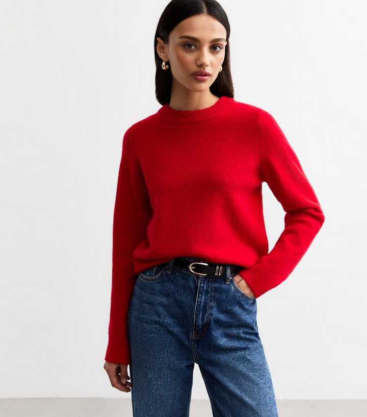 Red Soft Knit Crew Neck Jumper 
