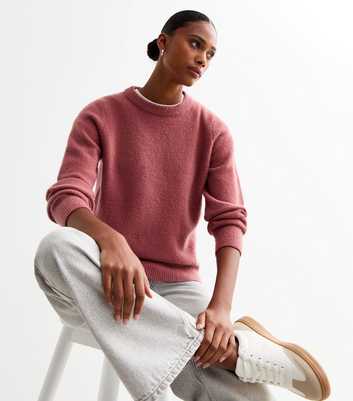 Pink Soft Knit Crew Neck Jumper 