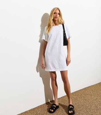Off-White Mini Linen-Blend T-Shirt Dress