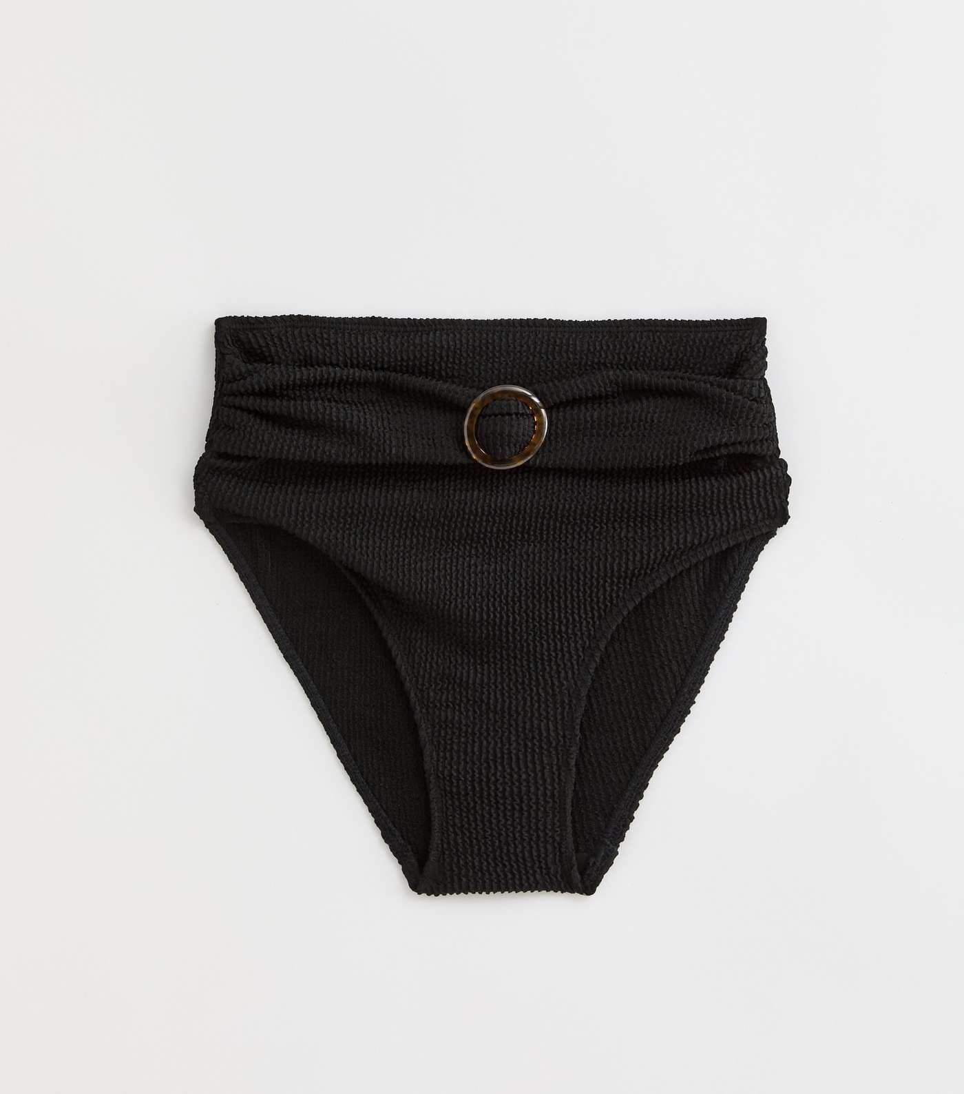 Gini London Black Textured High Waist Belted Bikini Bottoms Image 5