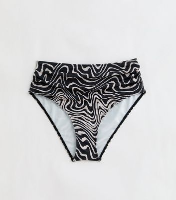 Gini London Black Swirl Print High Waist Bikini Bottoms New Look