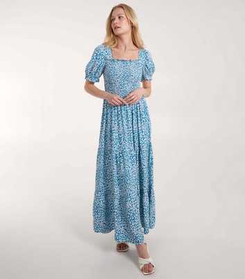 Blue Vanilla Blue Floral Print Square Neck Maxi Dress