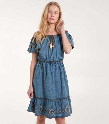 Blue Vanilla Pale Blue Embroidered Mini Dress