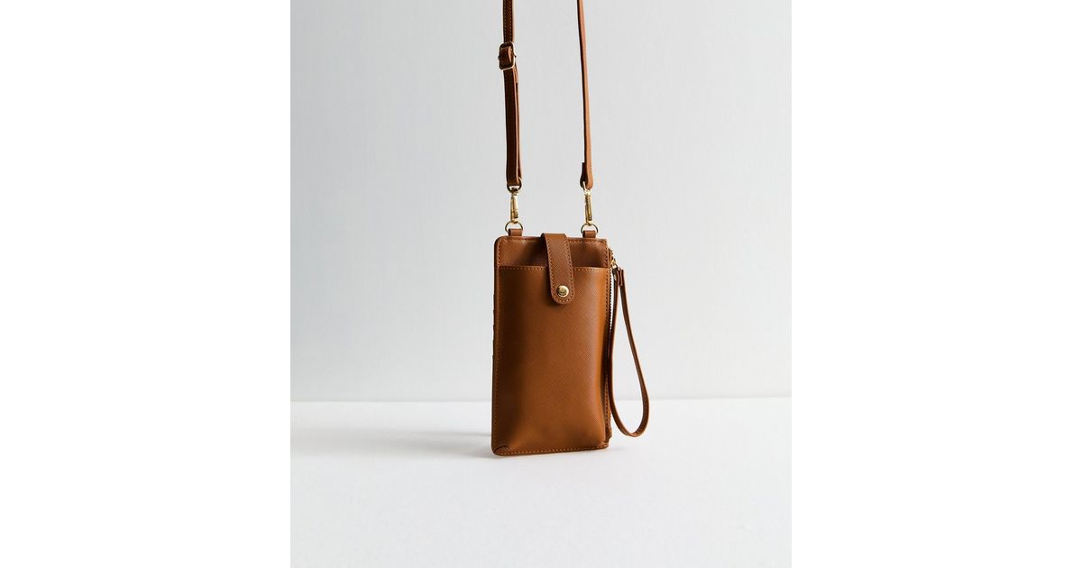 The Mila Tan Leather Phone Bag