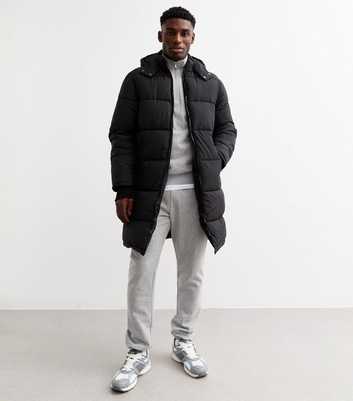 Black Regular Tiered Shell Puffer Jacket