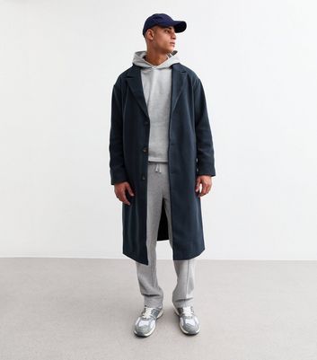 Navy Relaxed Lined Longline Tailored Coat New Look
