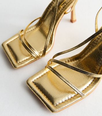 Public Desire Gold Strappy Heel Sandals New Look