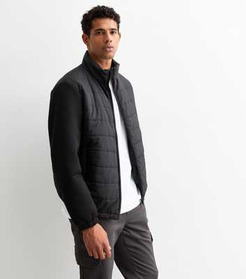 Black Regular Hybrid Puffer Jacket