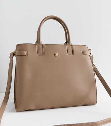 Brown Leather-Look Boxy Tote Bag