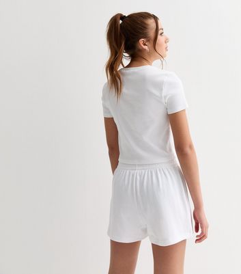 Girls White Ocean Drive Logo Jogger Shorts New Look