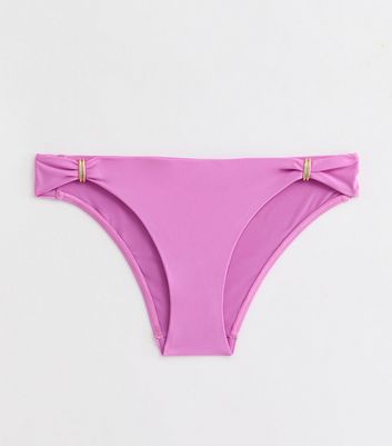 Lilac Metal Trim Tanga Bikini Bottoms New Look