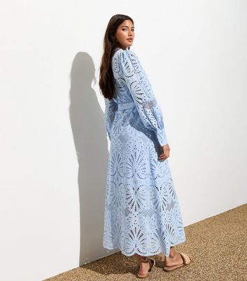 Light blue embroidered dress best sale