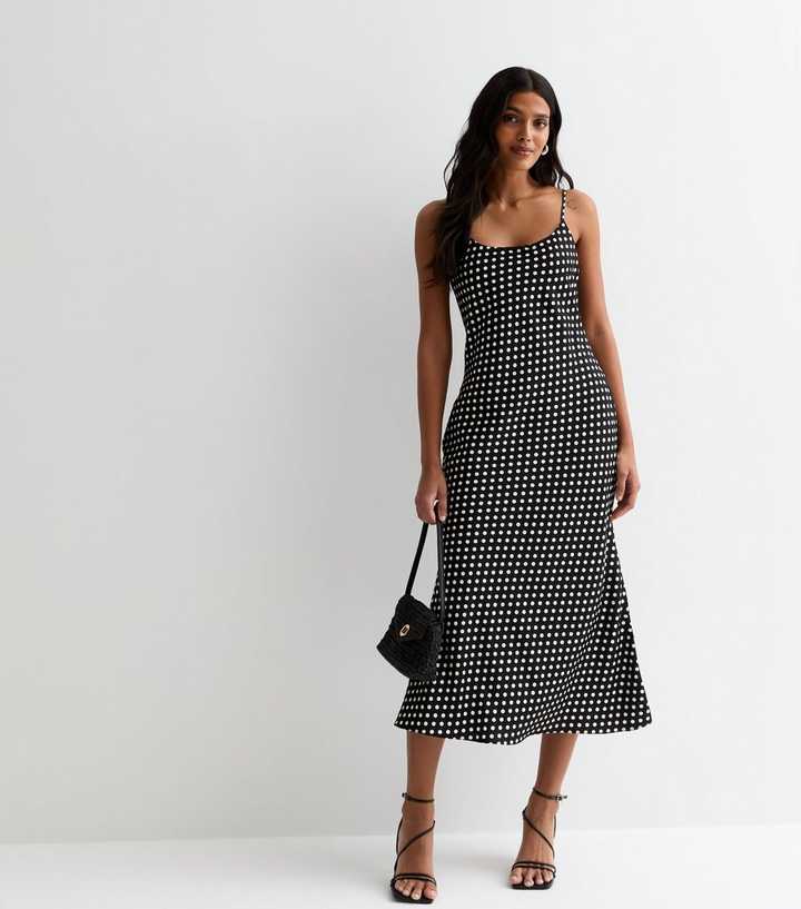 black polka dot slip dress Nadia Polka Dot Midi Slip Dress — Grace main image 0