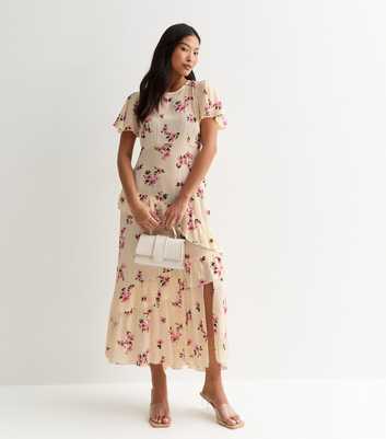 Petite Off White Floral Tiered Ruffle Midi Dress