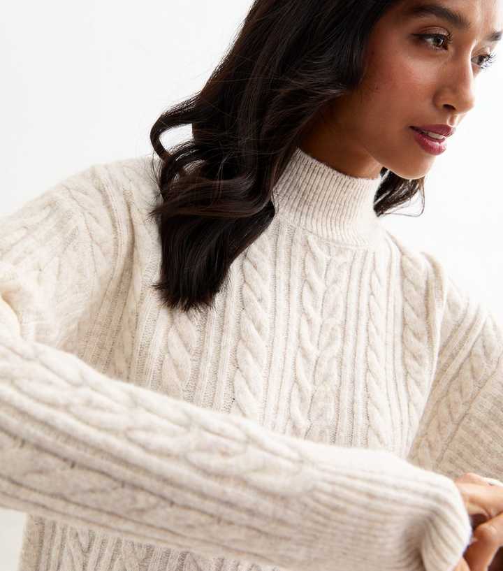 Petite Cream Cable Knit Mini Dress