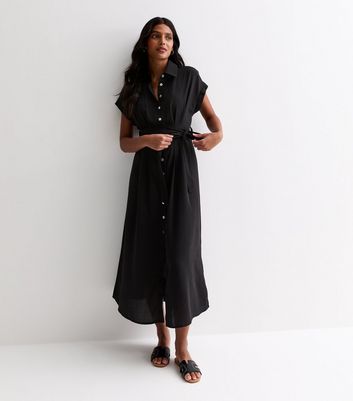 Blue Graphic Wave Print Short Sleeve Midi Shirt Dress