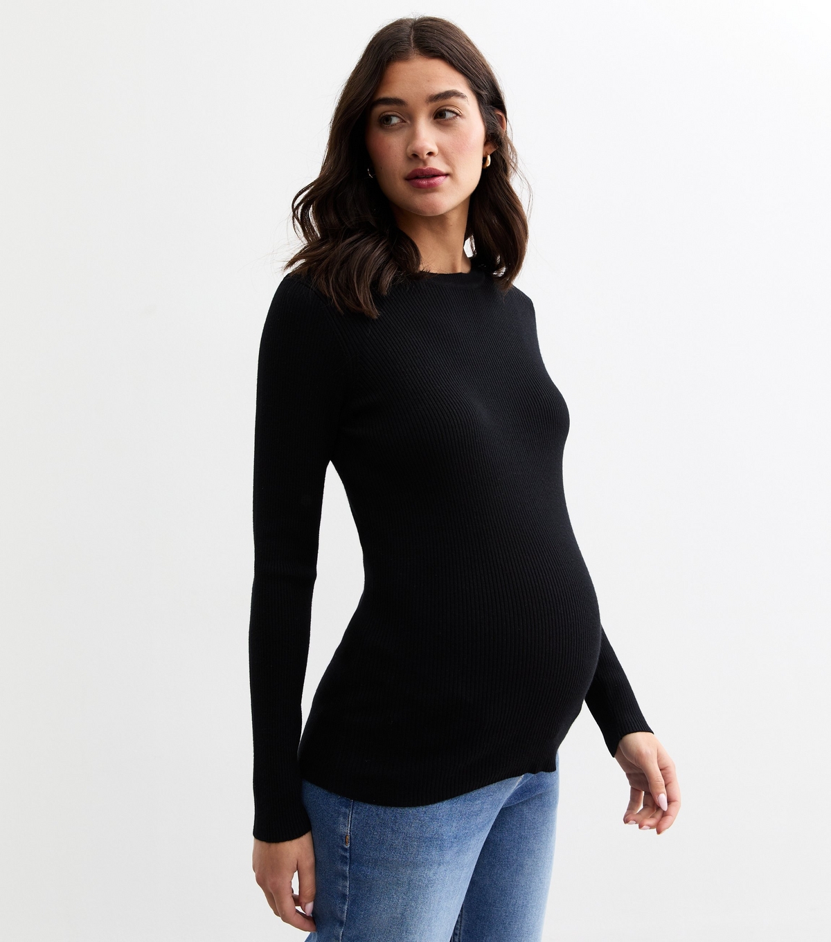 Women's Maternity Black Rib Knit Jumper New Look