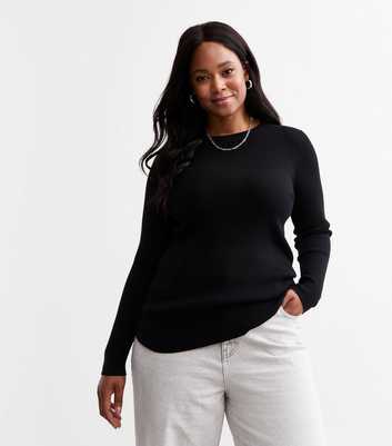 Curves Black Crew-Neck Jumper