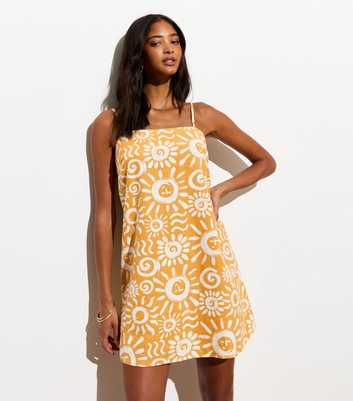 Yellow Sun Print Mini Slip Dress