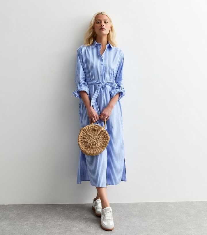 princess polly baby blue dress Aurelia Satin Blue Midi Slip Dress With Open Back | AGGI by HALEWSKI main image 0