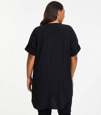 Black short sleeve tunic top hotsell