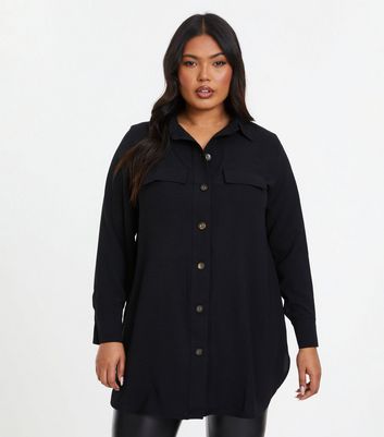 QUIZ Curves Black Long Sleeve Longline Shirt New Look