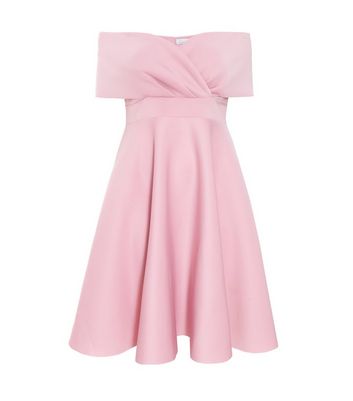 Pink bardot skater outlet dress