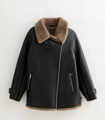 Black faux aviator jacket online