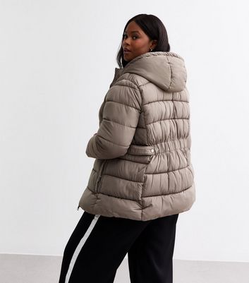 Curves Brown Puffer Jacket New Look