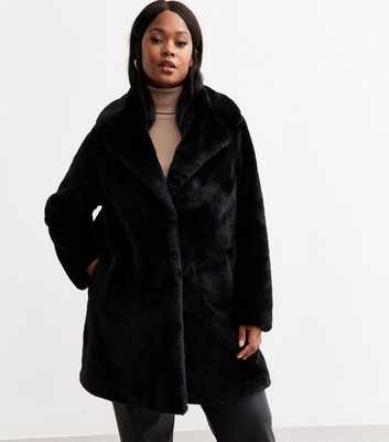 Curves Black Faux Fur Coat