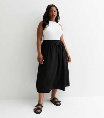 Curves Black Midi Skirt