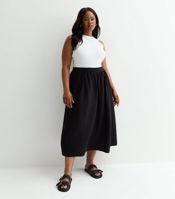 Curves Black Midi Skirt New Look