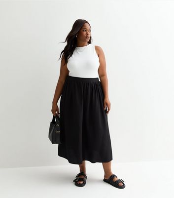 Curves Black Midi Skirt