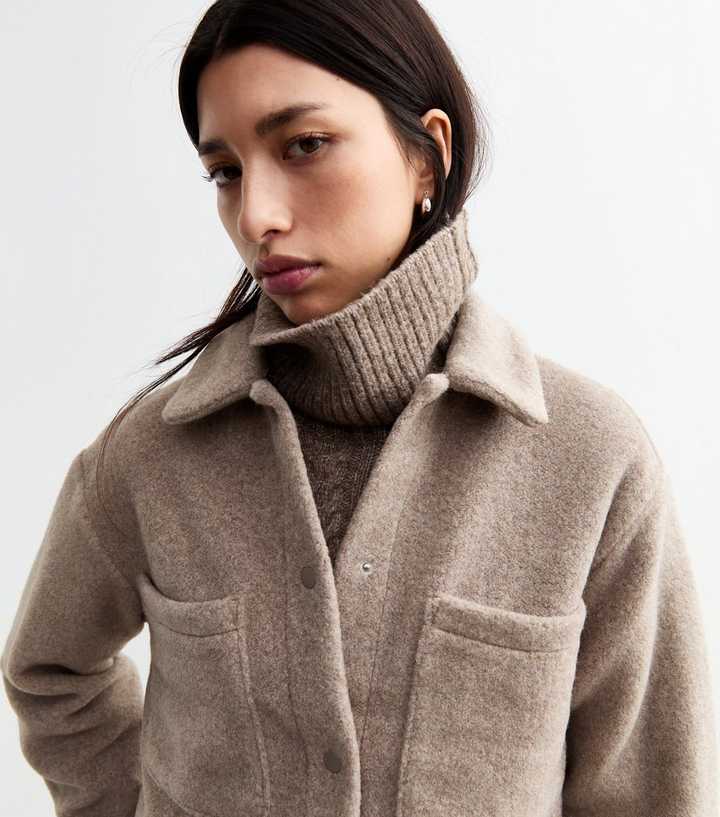 Mink Textured Cropped Shacket 