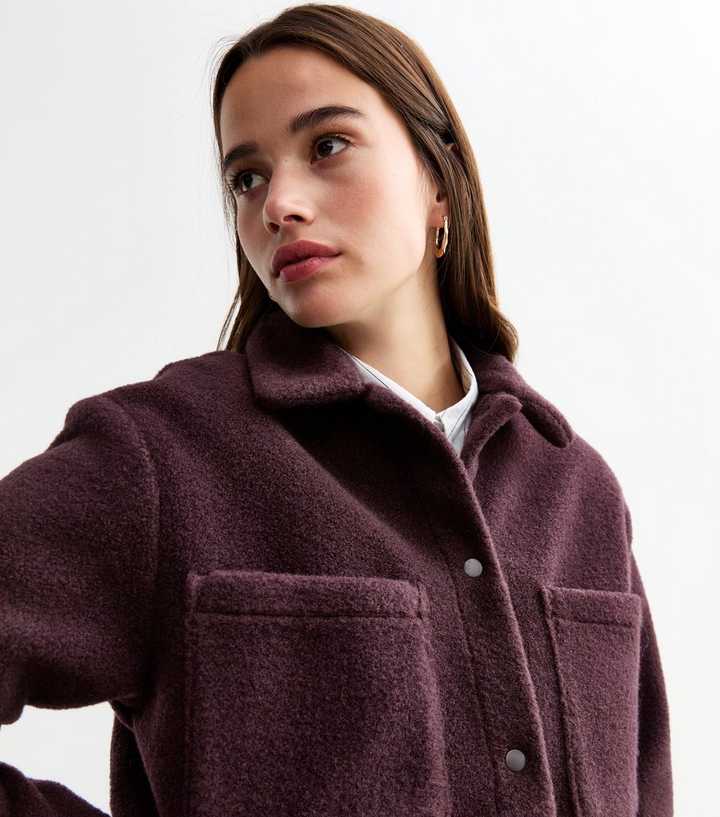 Burgundy Textured Cropped Shacket | New Look