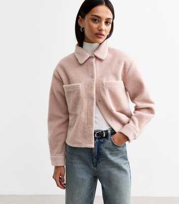 Pink Textured Cropped Shacket 