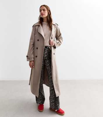 Mink Double-Breasted Lined Cotton Trench Coat 