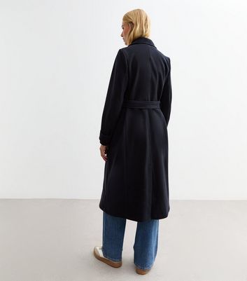 Navy Wool Look Unlined Tailored Trench Coat New Look
