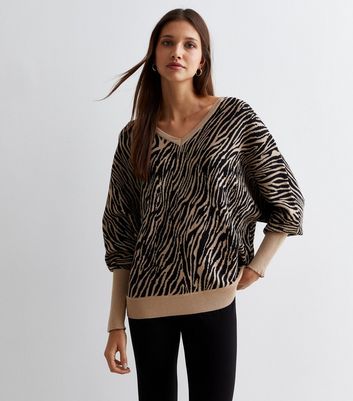 V neck animal print on sale jumper