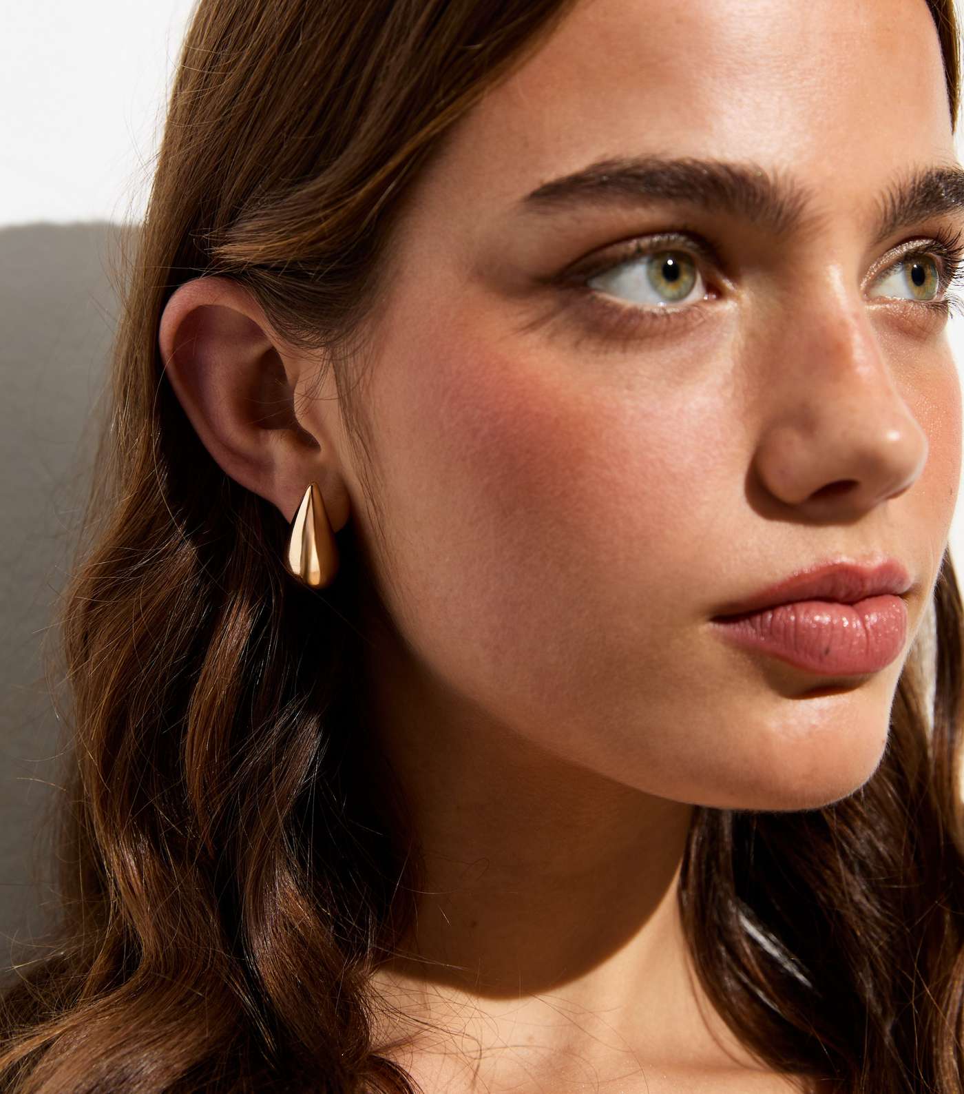Gold Chunky Teardrop Stud Earrings Image 2